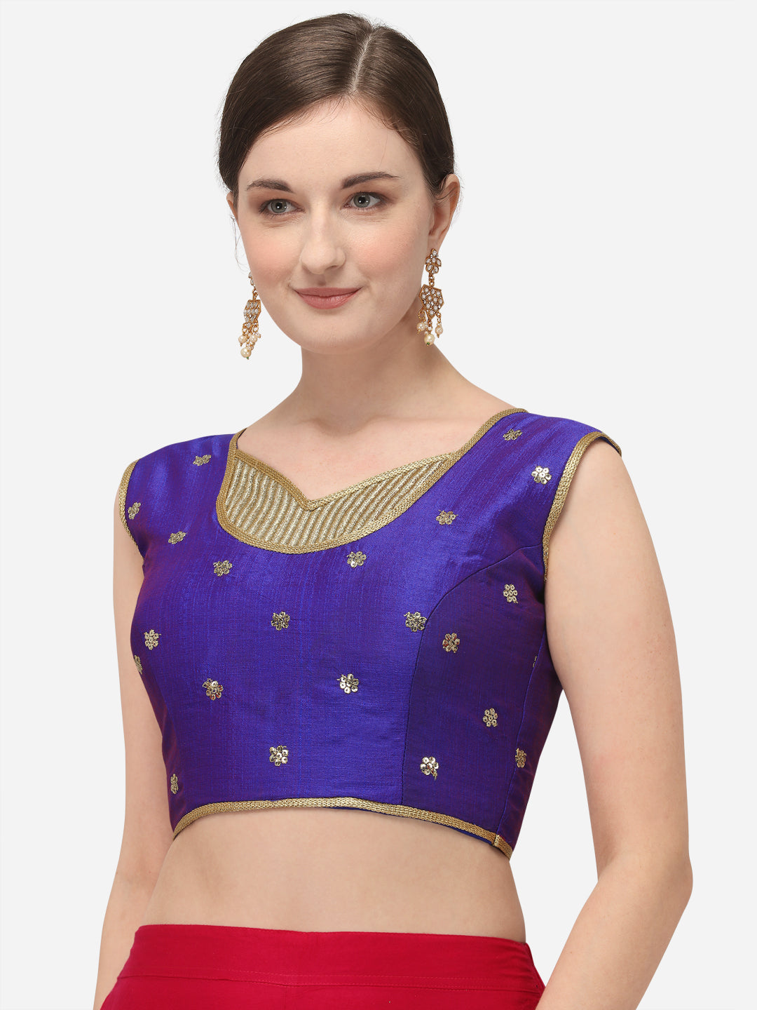 Amazing Blue Color Embroidery Work Silk Blouse