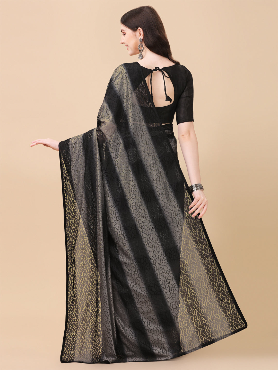 Fancy Black Color Rasal Net Designer Saree