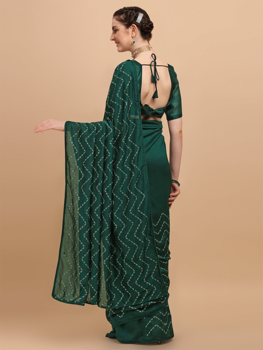 Green Sequence Vichitra Blooming Saree