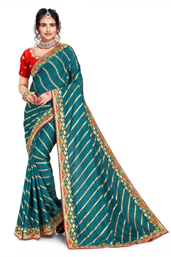 Morpich Color Silk Leheriya Printed Saree