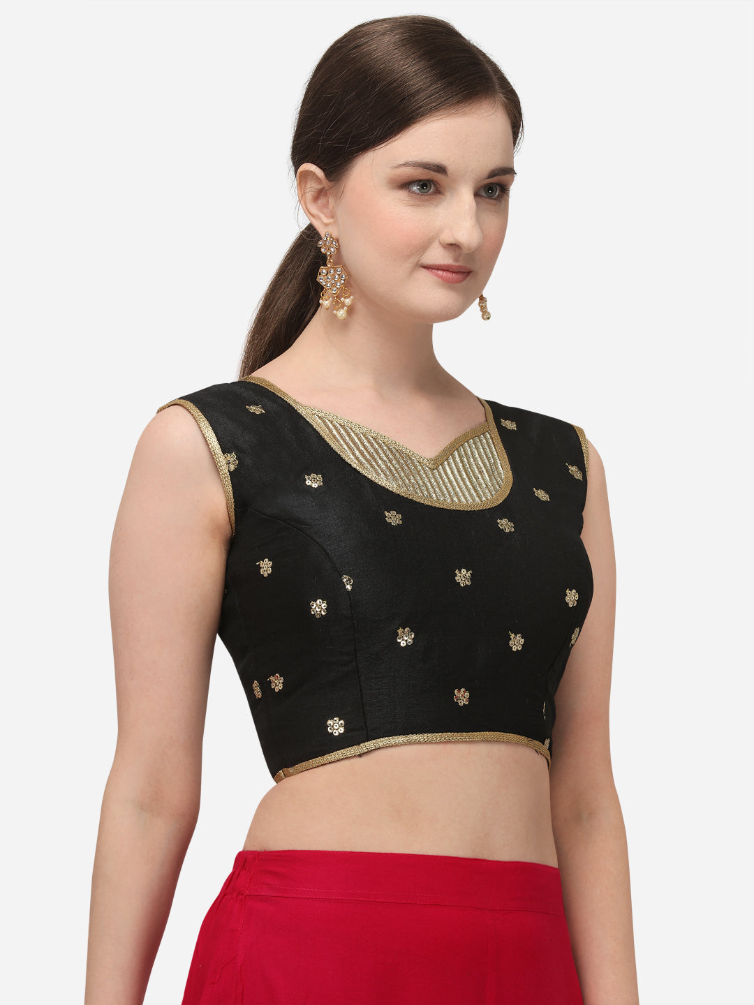 Amazing Black Color Embroidery Work Silk Blouse