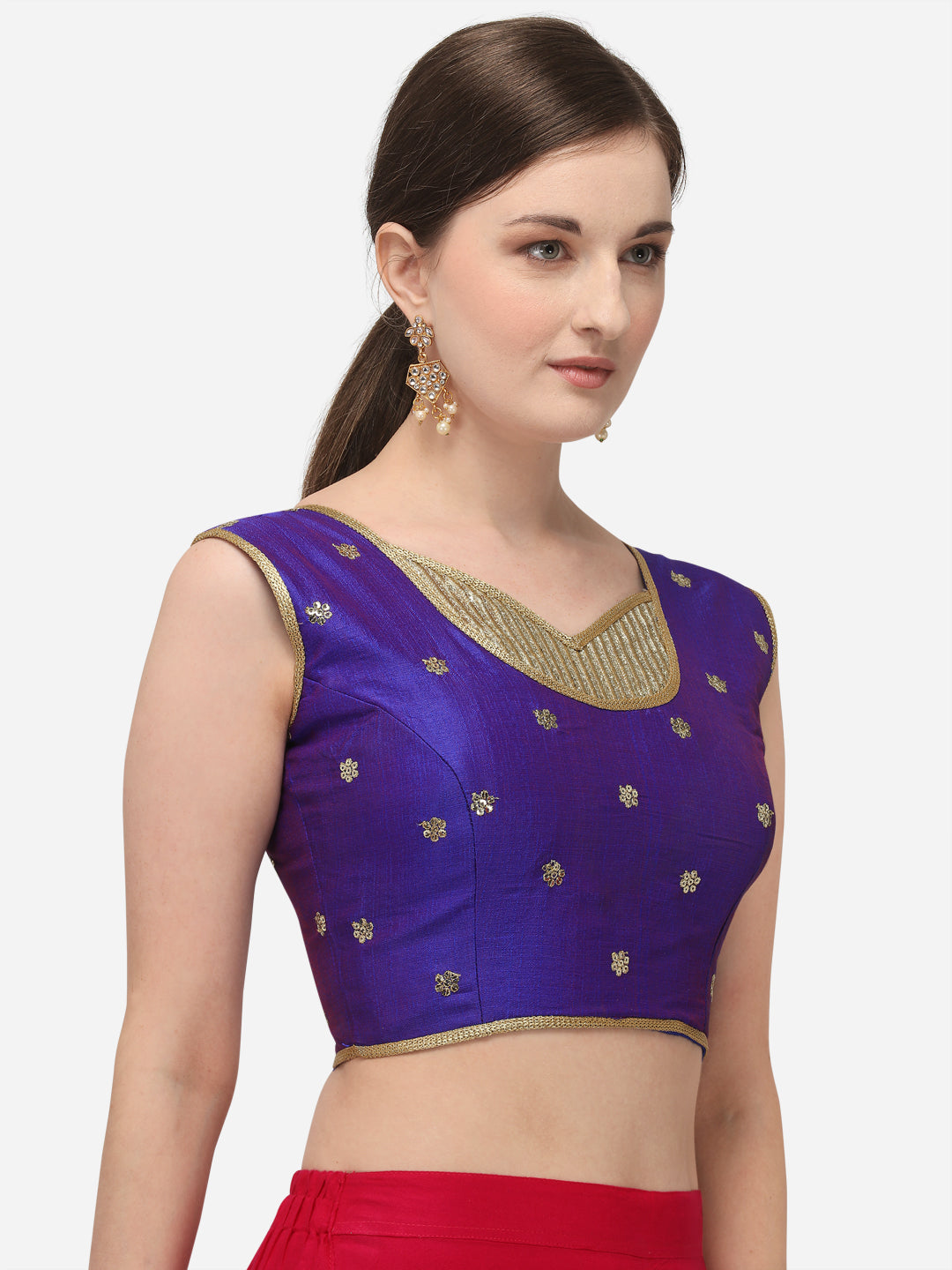 Amazing Blue Color Embroidery Work Silk Blouse