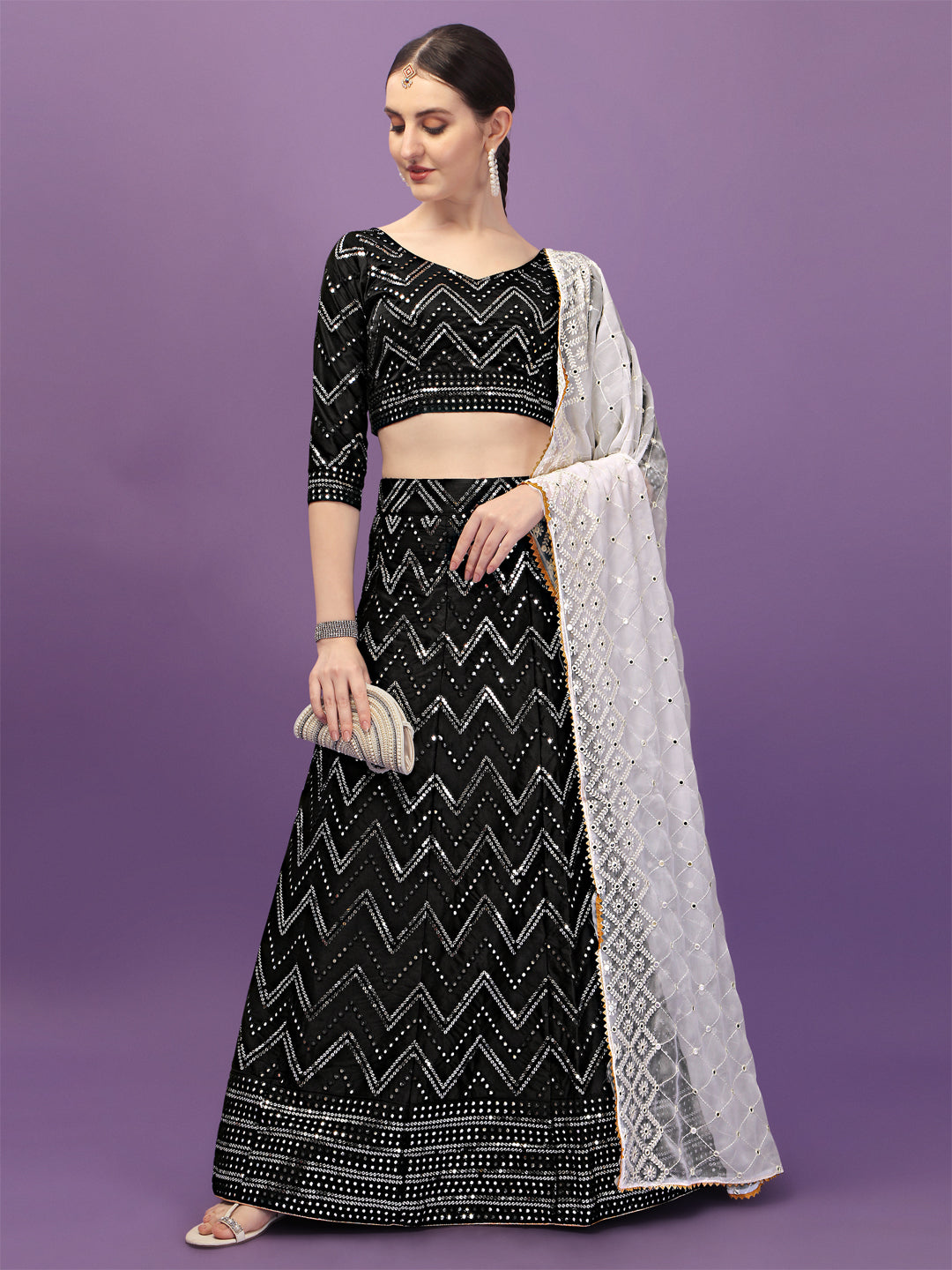 Black Color Sequence Work Party Wear Lehenga Choli
