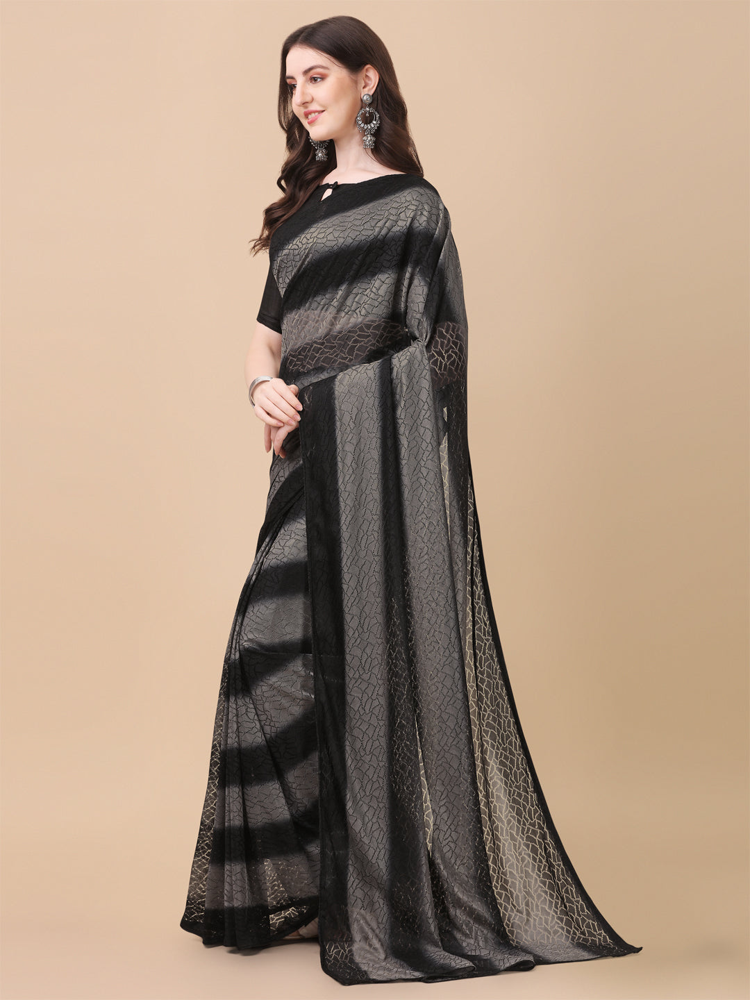 Fancy Black Color Rasal Net Designer Saree