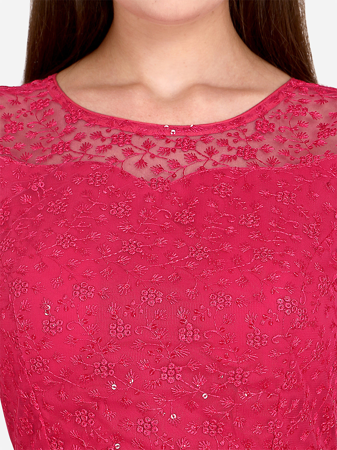 Beautiful Pink Color Embroidered & Sequence Work Net Blouse