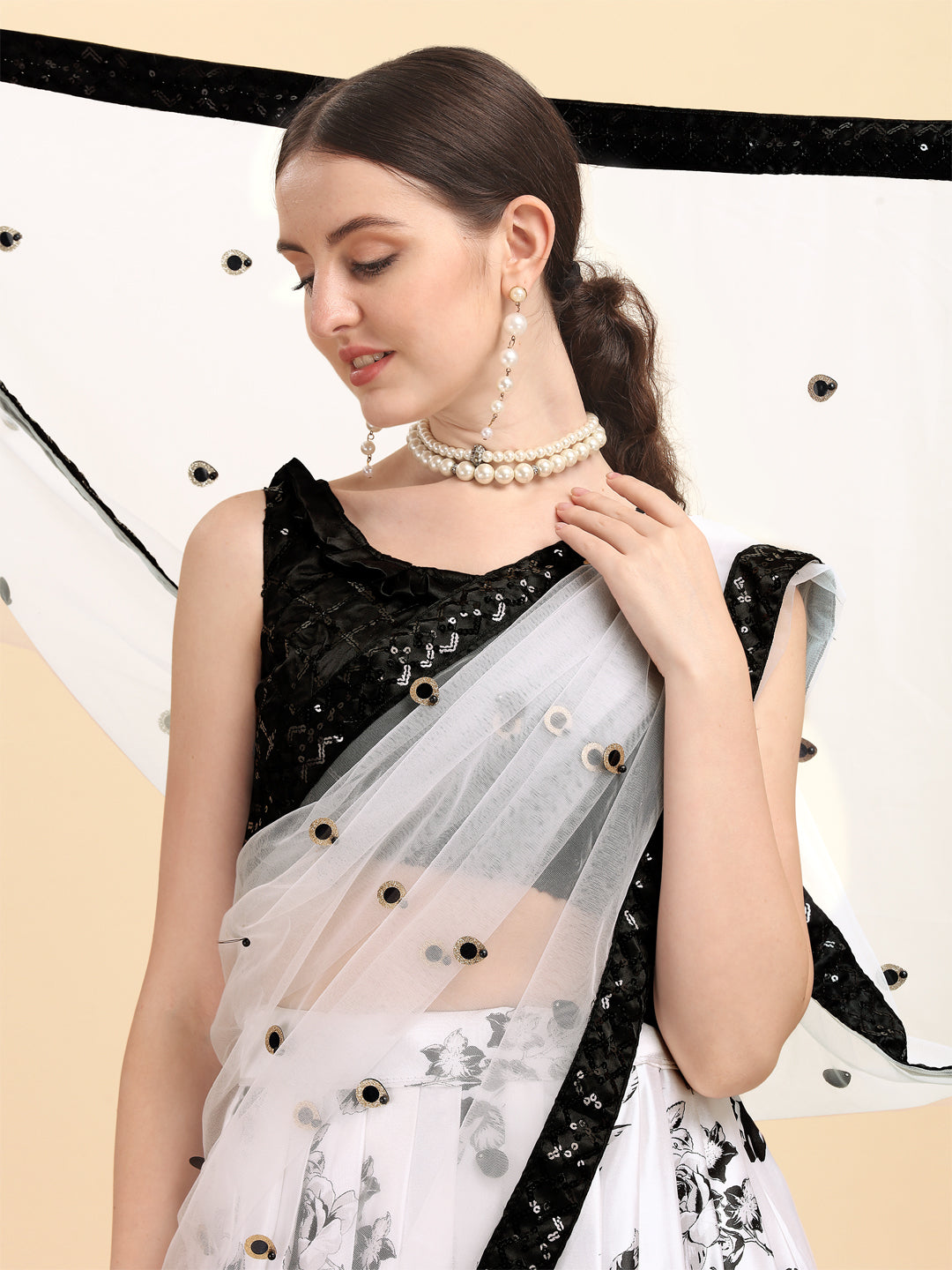 Black And White Printed Gorgeous Lehenga Choli