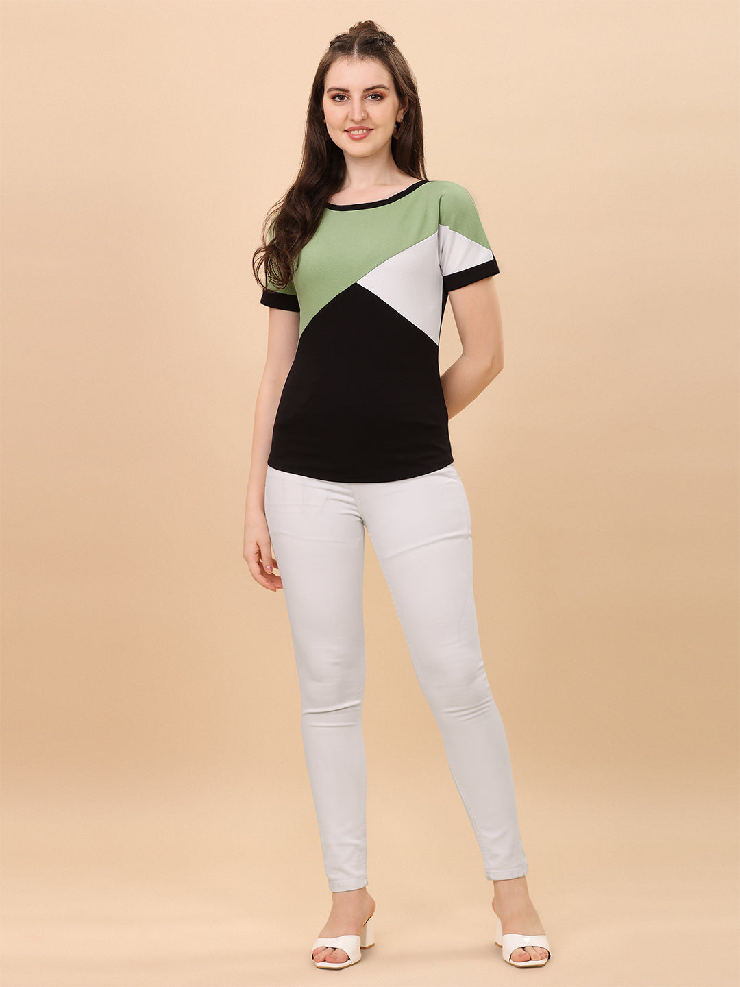 Casual Wear Pista Green Color Women Top