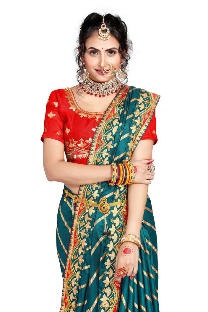 Morpich Color Silk Leheriya Printed Saree