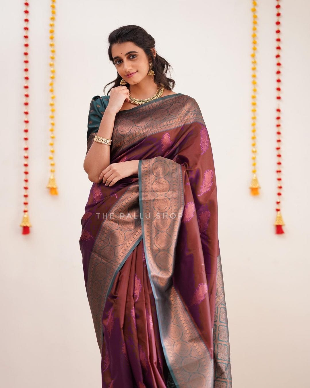 Beautiful Designer Maroon  Color Coper Jari Design Soft Silk Saree