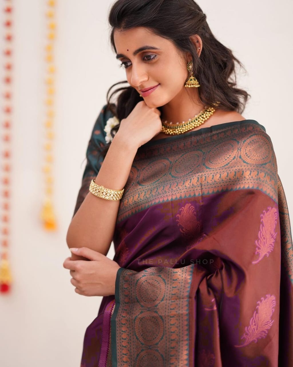 Beautiful Designer Maroon  Color Coper Jari Design Soft Silk Saree