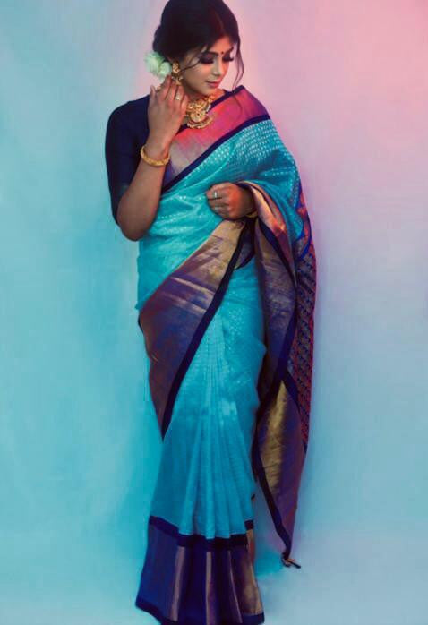Gorgeous Sky Blue Color Soft Banarasi Saree
