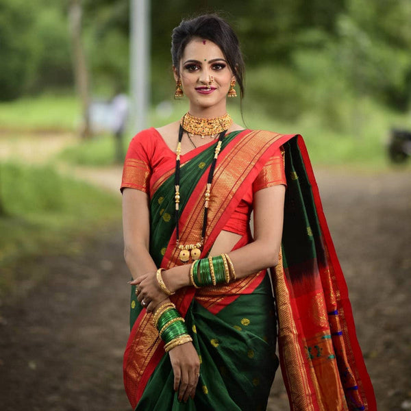 Fantastic Green And Red Pethani Silk Saree