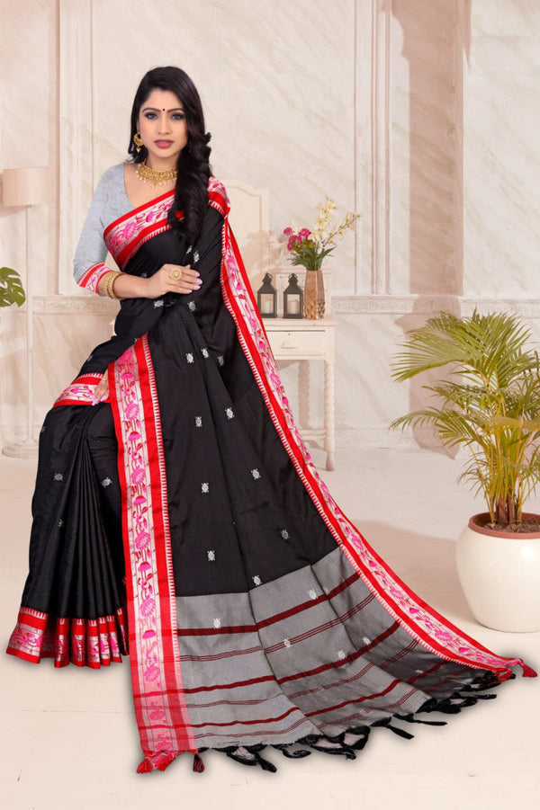 Black Color Jacquard Border Paithani Saree