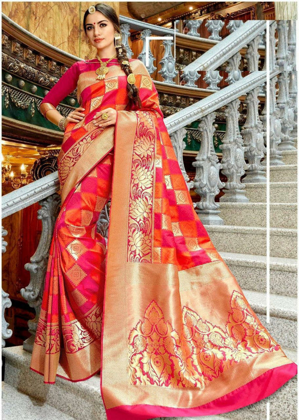 Pink Color Jacquard Border Amazing Saree