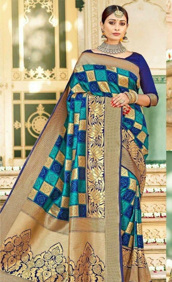Navy Blue Color Jacquard Border Saree