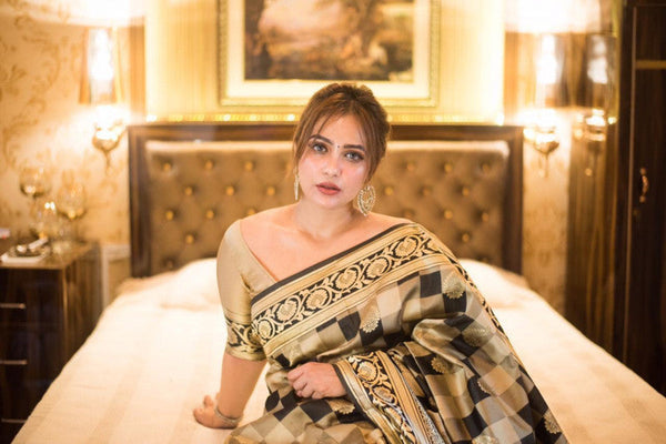 Black Color And Border Soft Banarasi Silk Saree