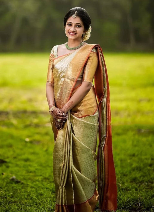 Fancy Off-white And Red Color Saree