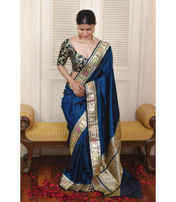Exclusive Blue Color Jacquard Border Saree