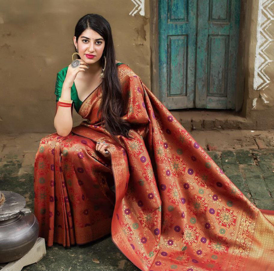 Red Color Soft Silk Party Wear Saree