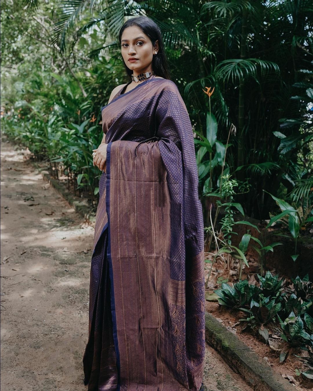 Fabulous Blue Color Coper Jari Design Soft Silk Saree