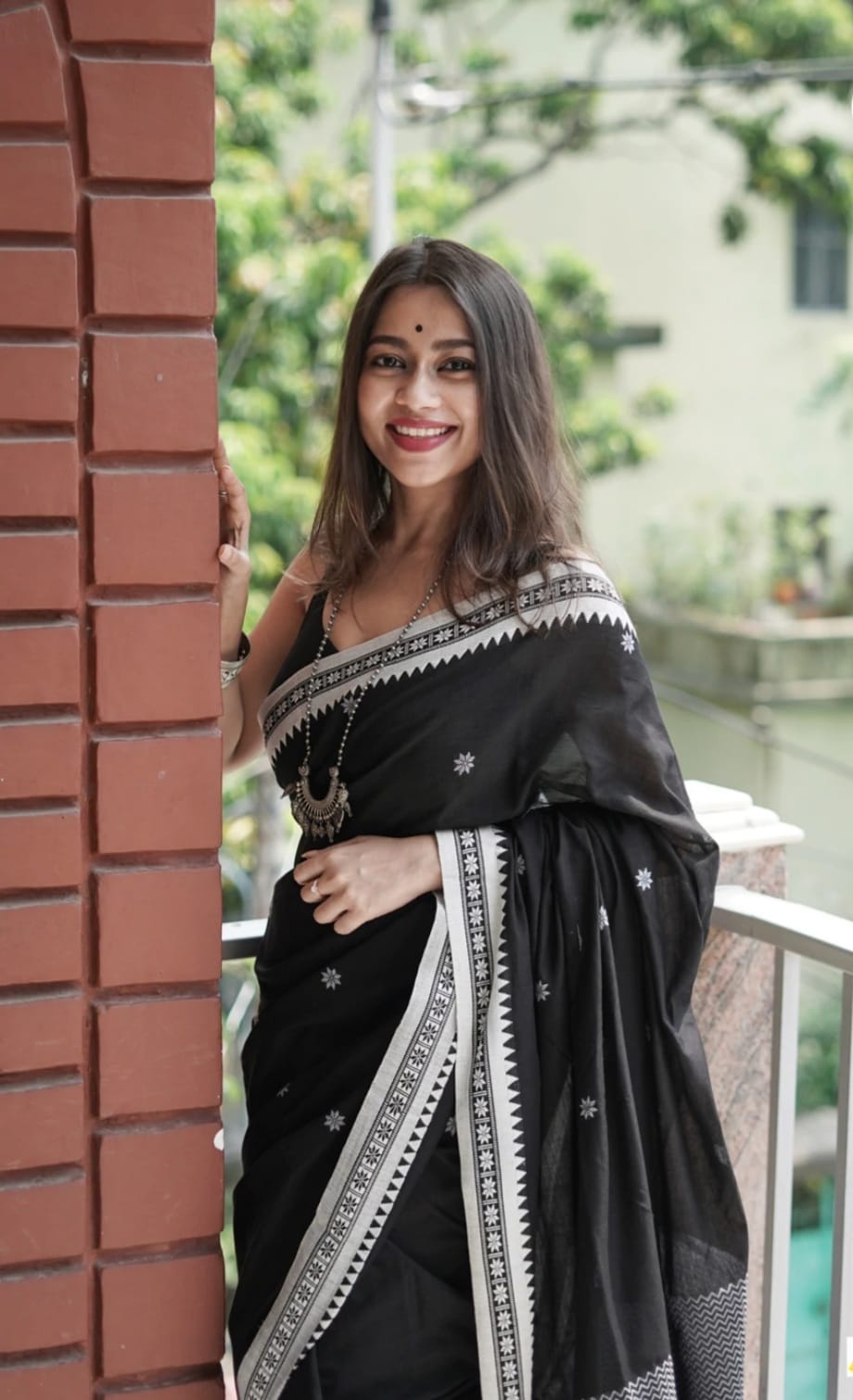 Party Wear Black Color Cotton Silk Saree