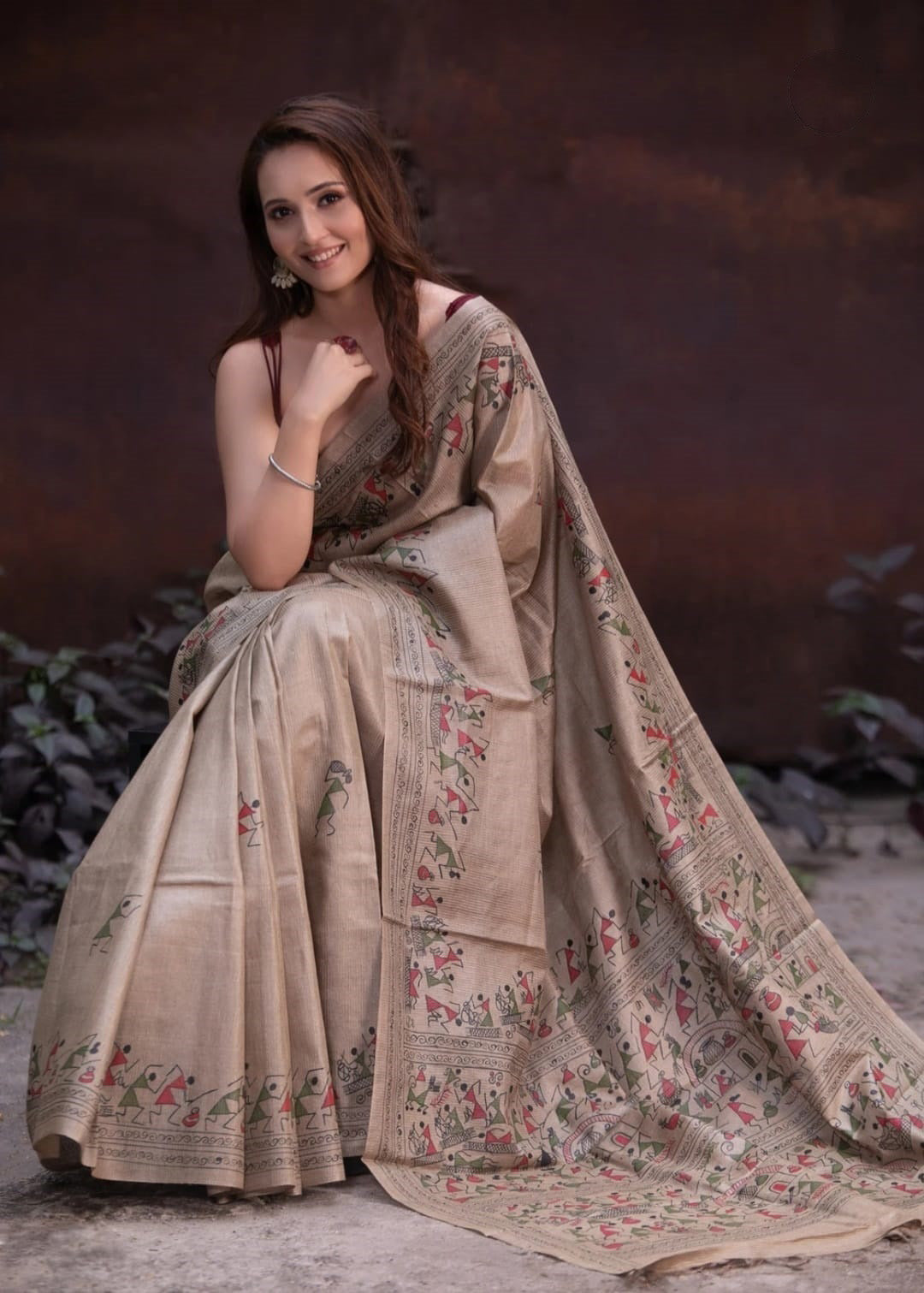 Gorgeous Digital Print Beige Color Cotton  Saree