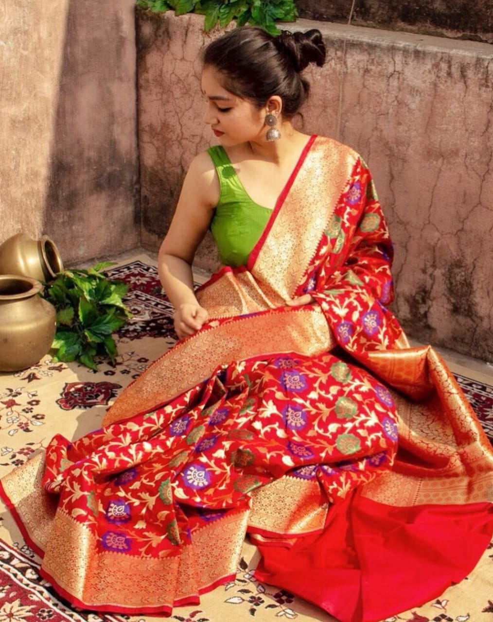 Admiring Red Color Banarasi Silk Saree