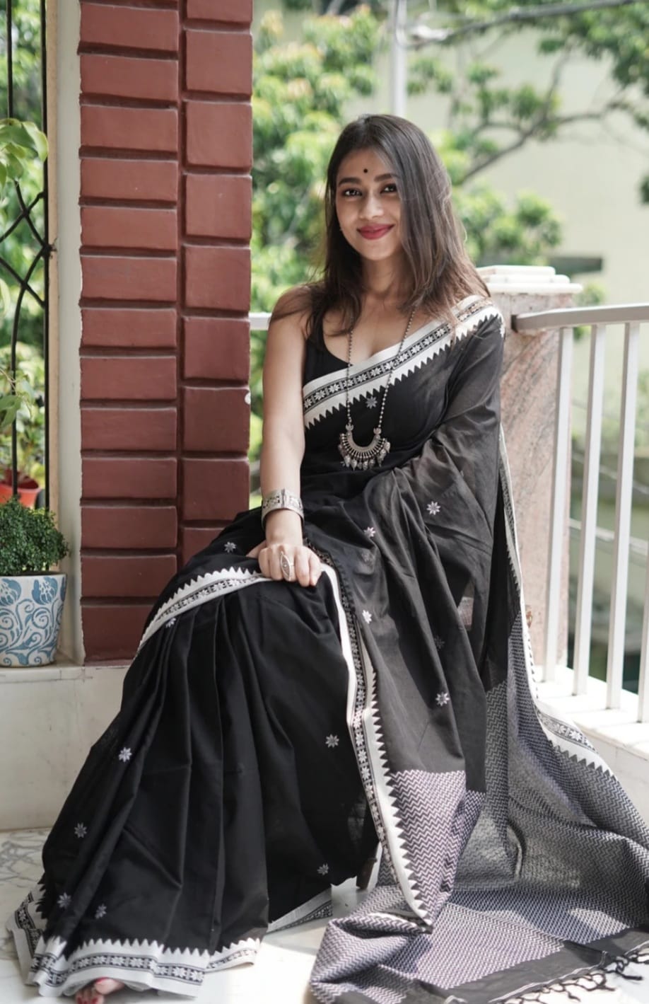 Party Wear Black Color Cotton Silk Saree