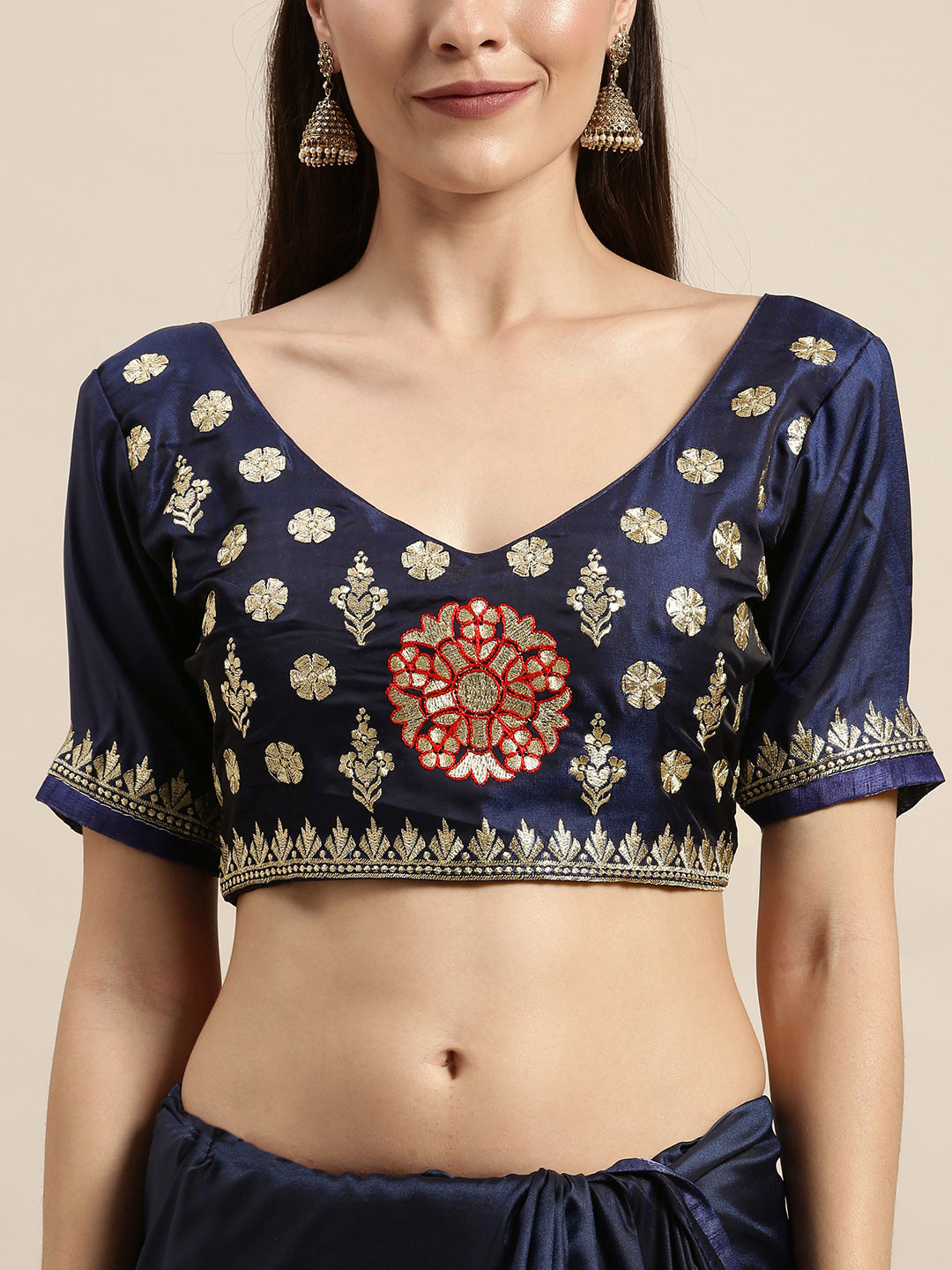 Navy Blue Color Embroidered work Saree