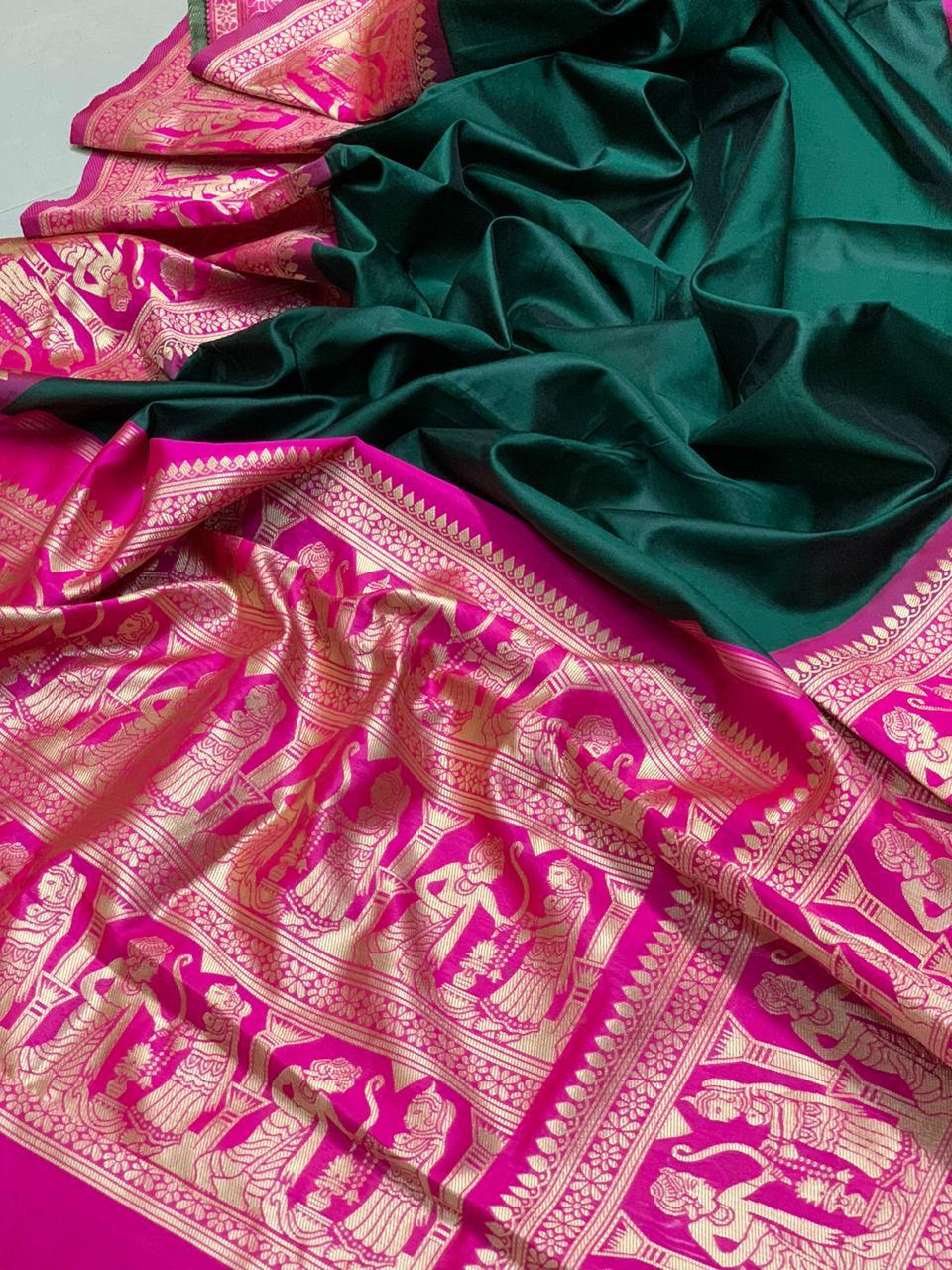 Imposing Green Color Jacquard Work Silk  Saree