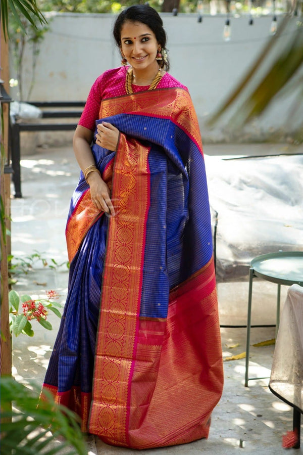 Good Looking Blue Color Soft Lichi Silk Saree