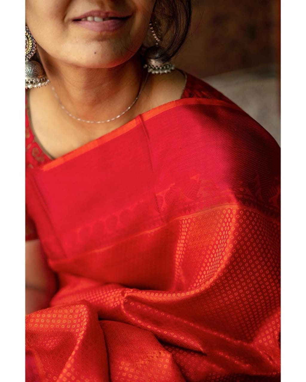 Red  Color Soft Lichi Silk Awesome Saree