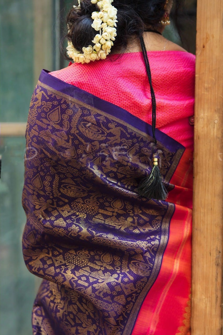 Awesome Purple Color Soft Lichi Silk Saree