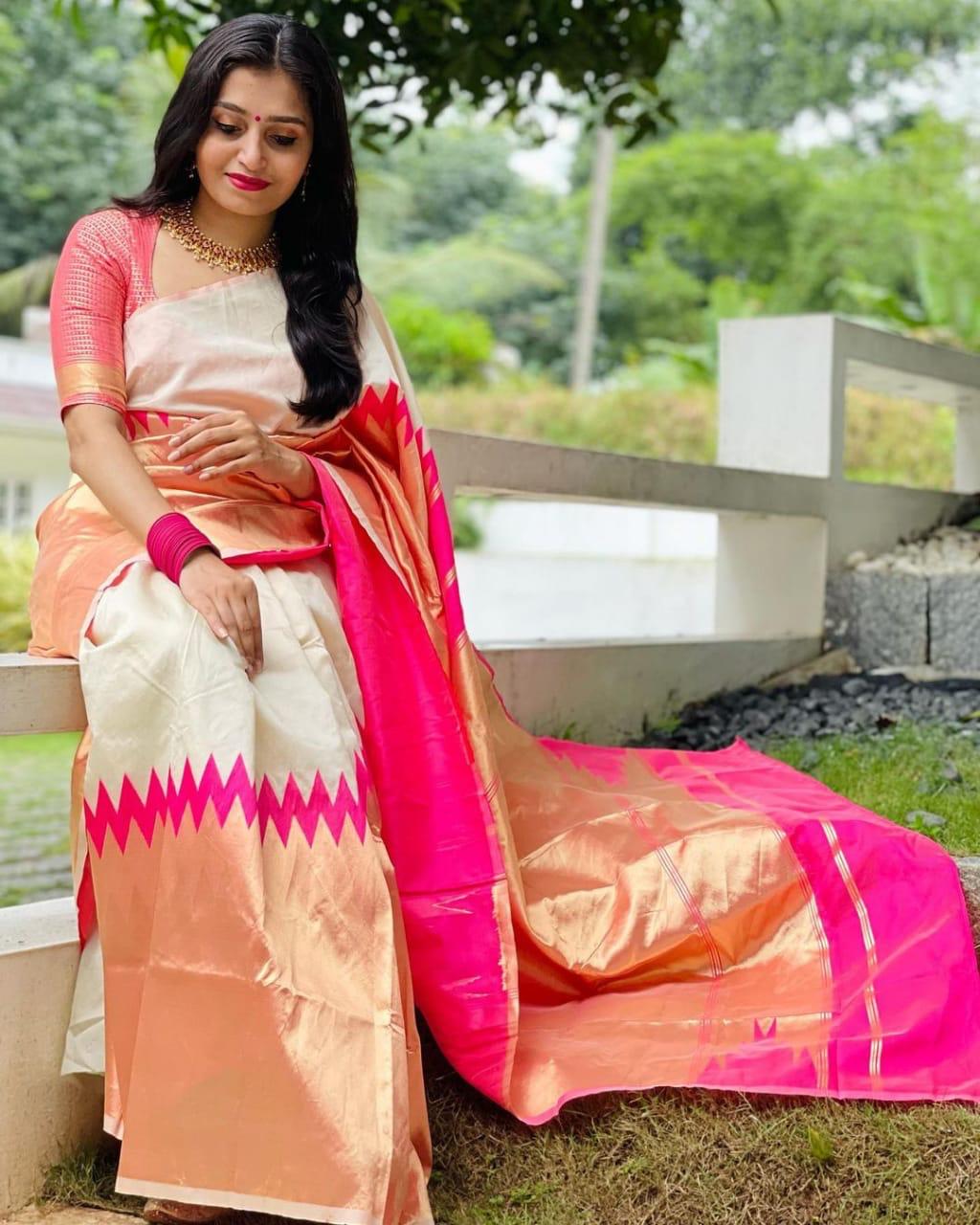 Exclusive Off White Color Soft Lichi Silk Saree
