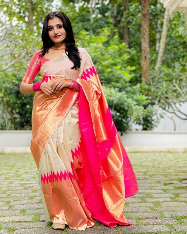 Exclusive Off White Color Soft Lichi Silk Saree