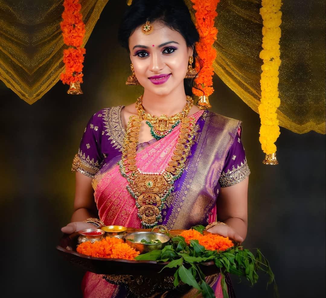 Imposing Pink And Purple Banarasi Silk Saree