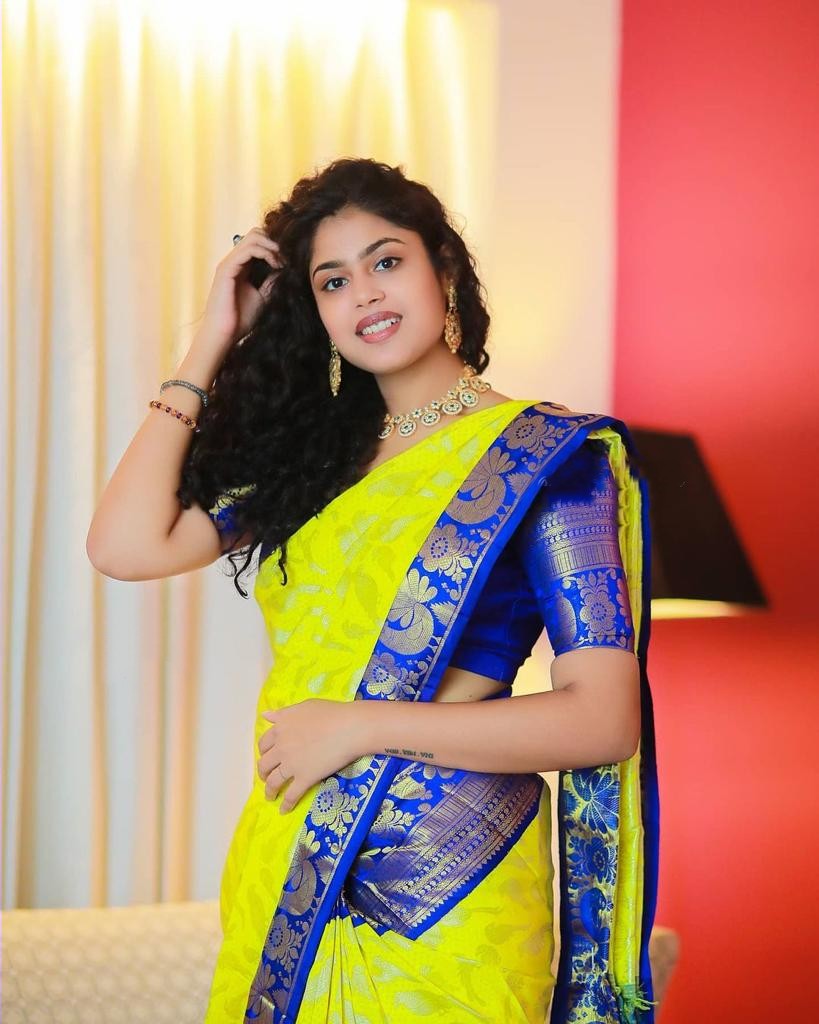 Lemon Yellow Color Good Looking Saree
