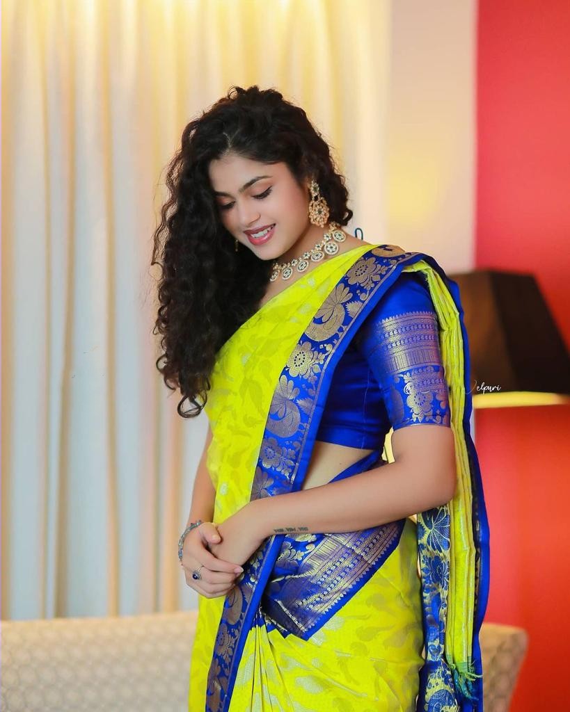 Lemon Yellow Color Good Looking Saree