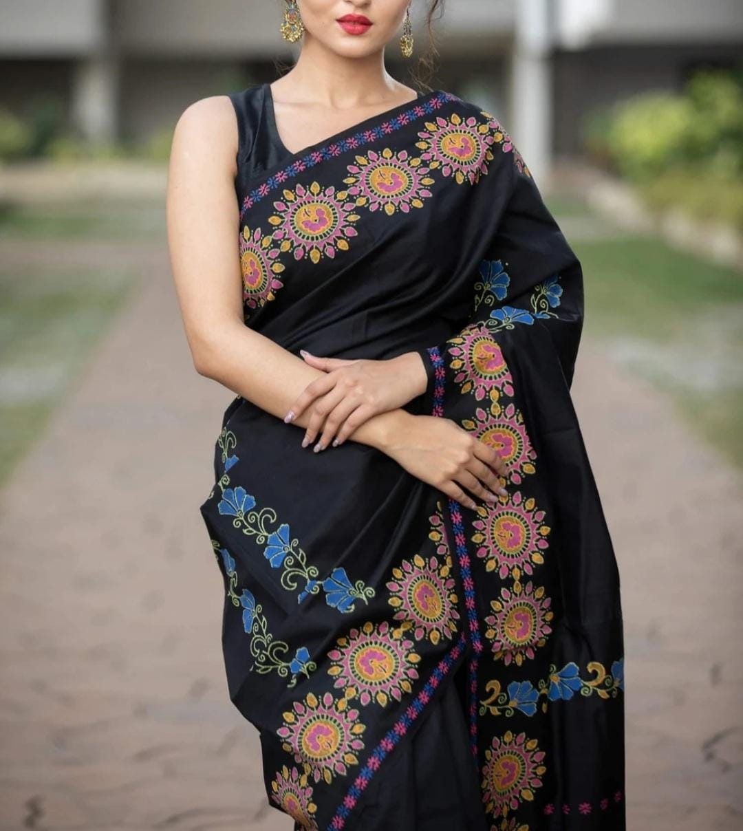 Wonderful Black Printed Soft Silk Saree