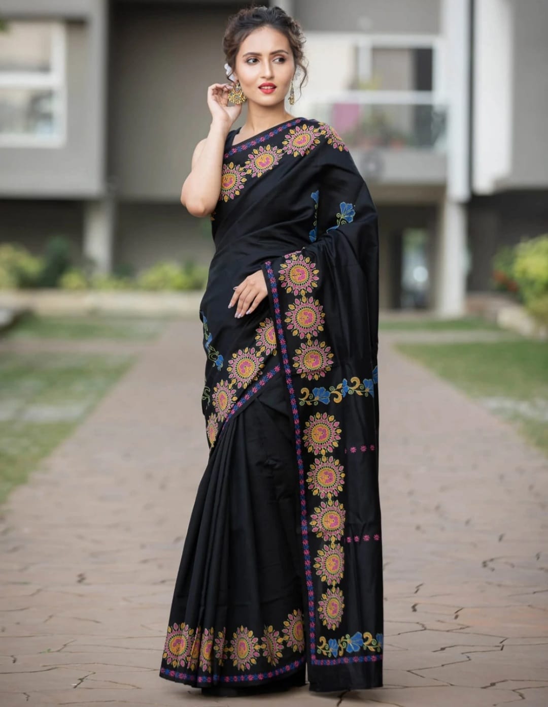 Wonderful Black Printed Soft Silk Saree