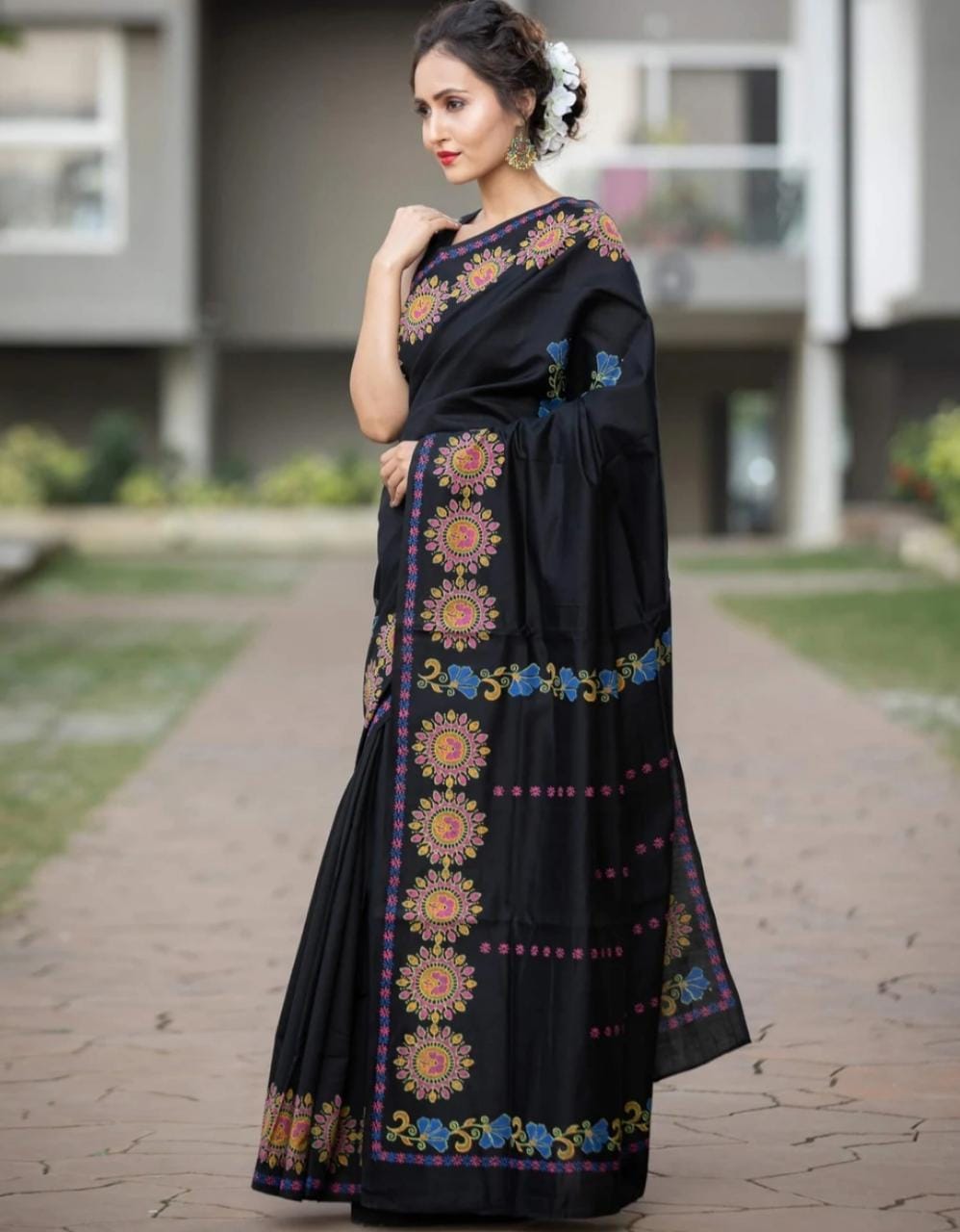 Wonderful Black Printed Soft Silk Saree