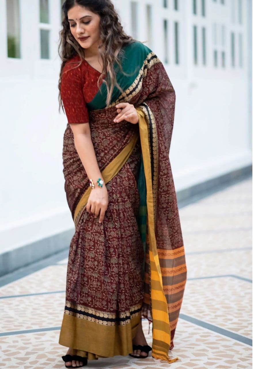 Luxuriant Maroon Color Soft Cotton Silk Saree