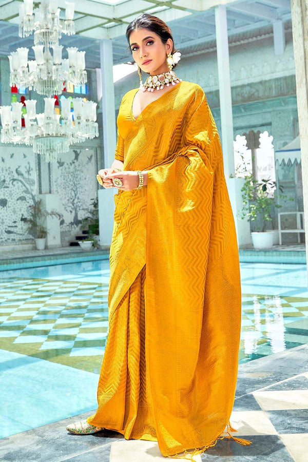 Pretty Yellow Color Soft Silk Saree