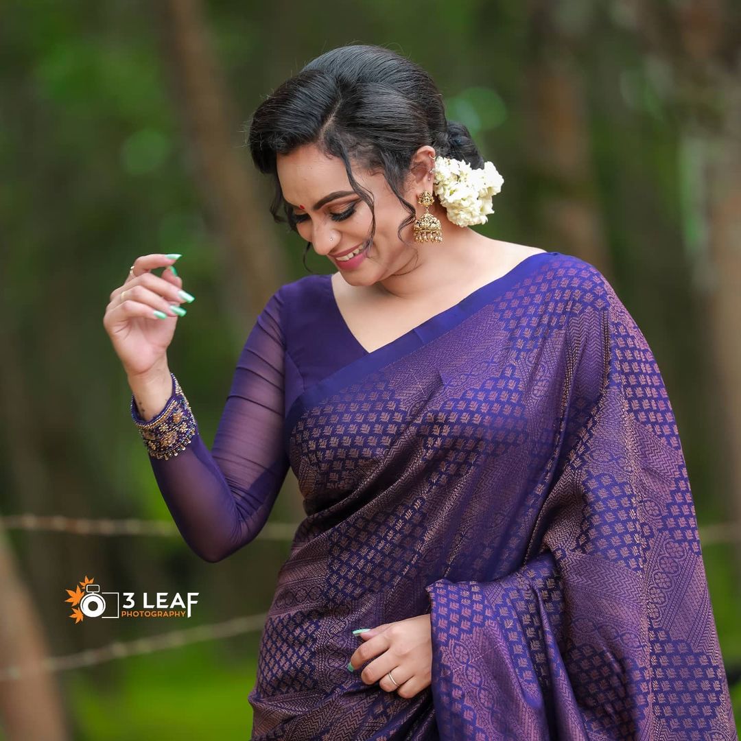 Amazing Purple Color Soft Banarasi Silk Saree