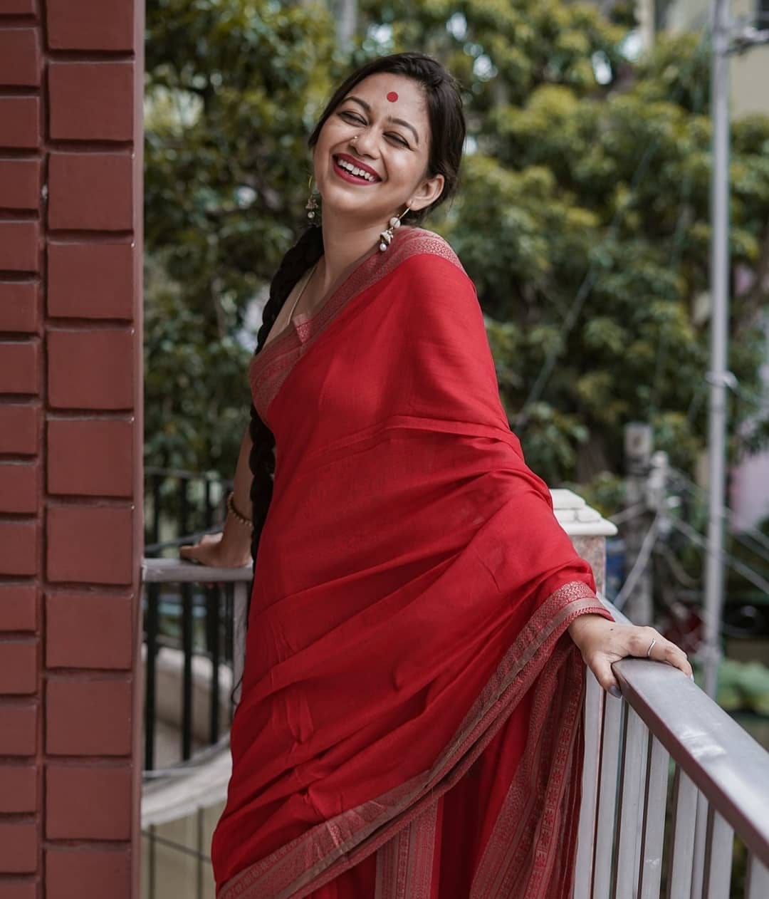 Fantastic Red Color Soft Cotton Silk Saree