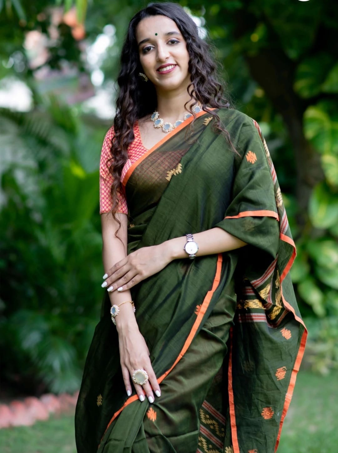 Exclusive Dark Green Color Soft Cotton Silk Saree