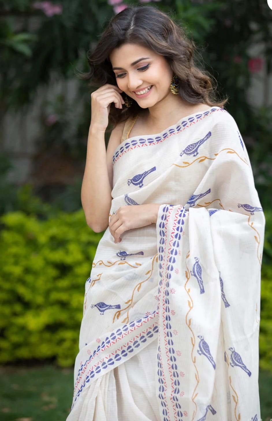 Classy White Color Cotton Silk  Saree