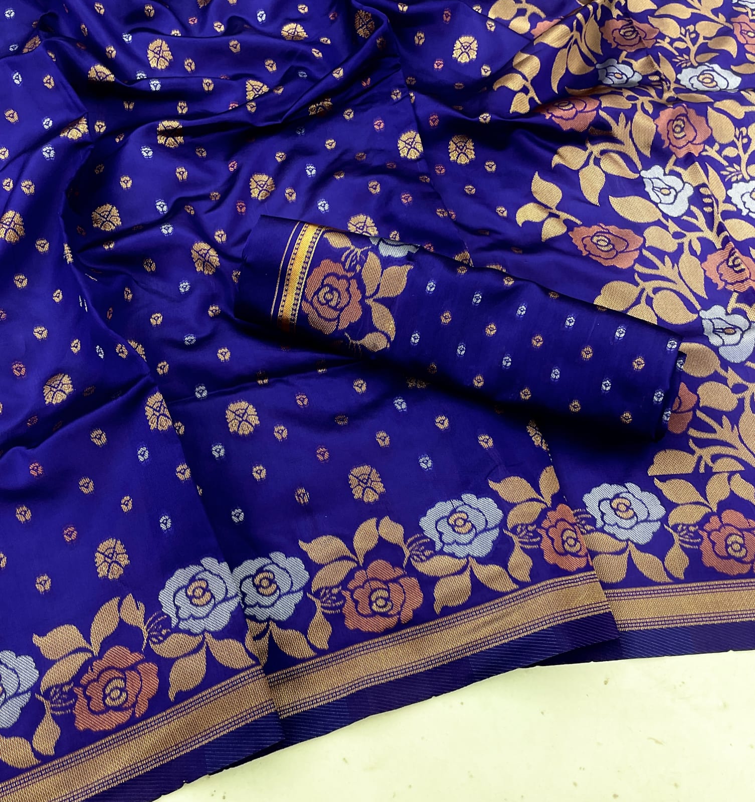 Kanjivaram Banarasi Silk Blue Color Color Saree