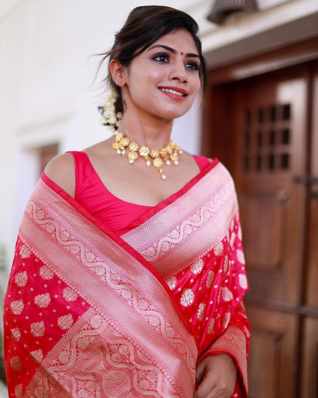Captivating Pink Color Silver Jari Design Silk Saree