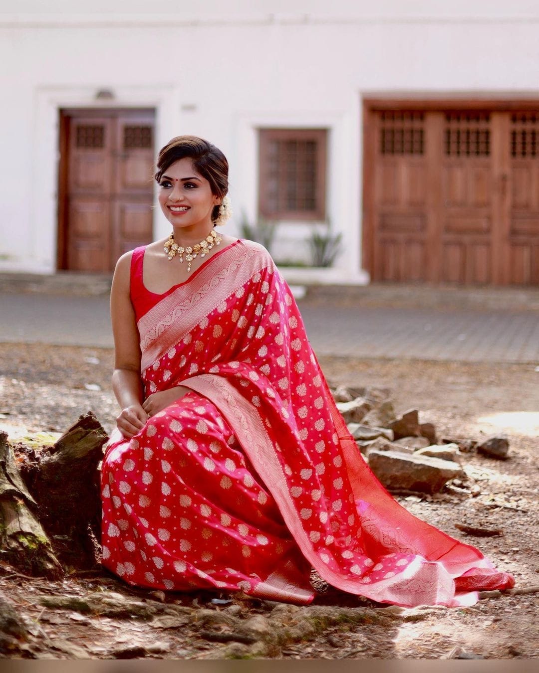 Captivating Pink Color Silver Jari Design Silk Saree